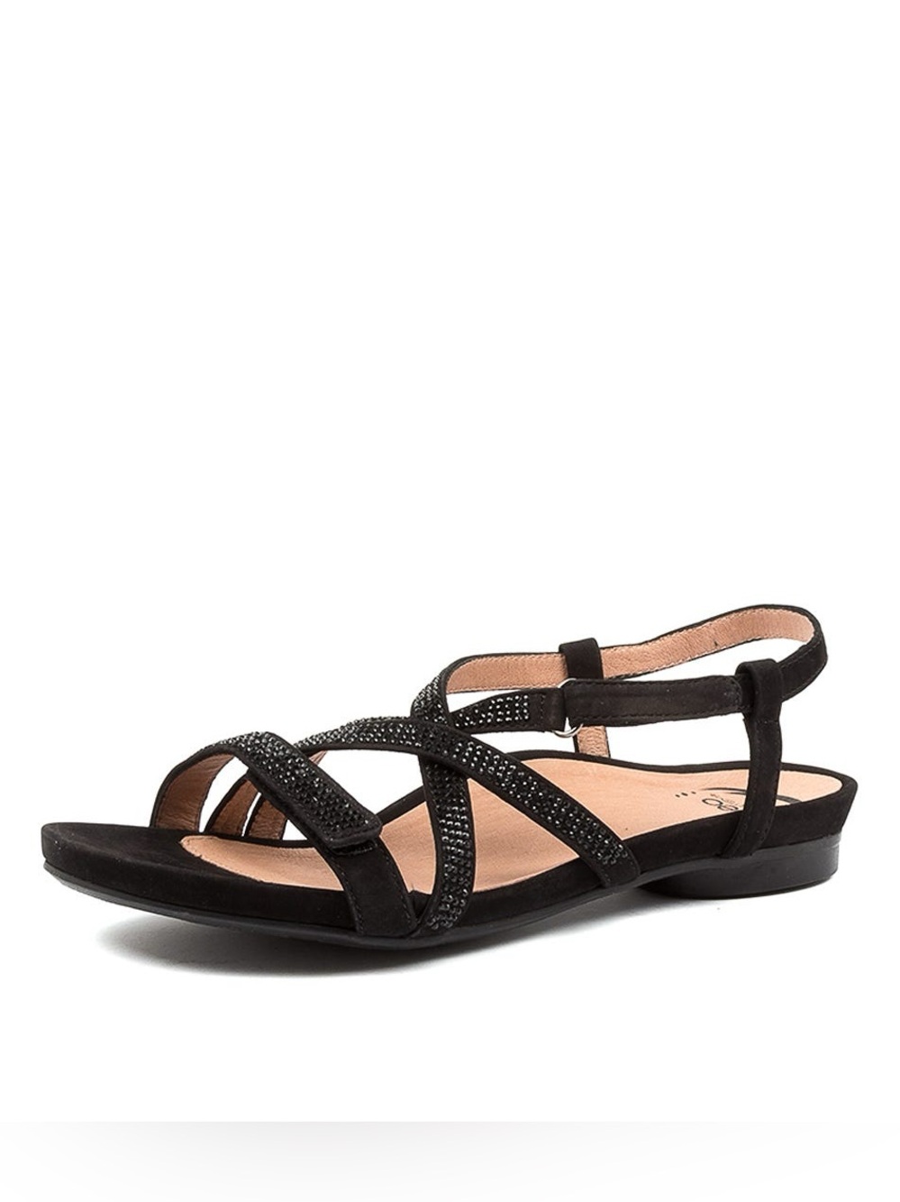 Abeo Black Strappy Crystal Accent Women's Sandal size 10